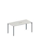 Schäfer Shop Genius Konferenztisch MODENA FLEX, 3-fach Anschluss, Rechteck, 4-Fuß Quadratrohr, B 1600 x T 800 x H 720-840 mm, lichtgrau/weißalu