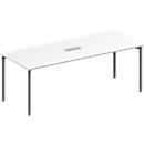 Schäfer Shop Genius Konferenztisch MODENA FLEX, 3-fach Anschluss, Rechteck, 4-Fuß Rundrohr, B 2000 x T 800 x H 720-840 mm, weiß/weißalu