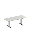 Schäfer Shop Genius Konferenztisch MODENA FLEX, 3-fach Anschluss, Rechteck, T-Fuß Rechteckrohr, B 2000 x T 800 x H 650-850 mm, lichtgrau/weißalu