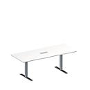 Schäfer Shop Genius Konferenztisch MODENA FLEX, 3-fach Anschluss, Rechteck, T-Fuß Rechteckrohr, B 2000 x T 800 x H 650-850 mm, weiß/weißalu