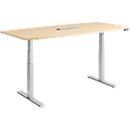 Schäfer Shop Genius Konferenztisch MODENA FLEX, 6-fach Anschluss, elektrisch höhenverstellbar, Boot, B 2000 mm, Ahorn/weißalu