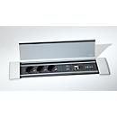 Schäfer Shop Genius Konferenztisch MODENA FLEX, 6-fach Anschluss, Rechteck, 4-Fuß Rundrohr, B 2000 x T 800 x H 720-840 mm, weiß/weißalu