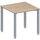 Schäfer Shop Genius Konferenztisch MODENA FLEX, Quadrat, 4-Fuß Quadratrohr, B 800 x T 800 x H 720-840 mm, Eiche/weißaluminium RAL 9006