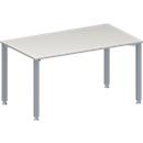 Schäfer Shop Genius Konferenztisch MODENA FLEX, Rechteck, 4-Fuß Quadratrohr, B 1400 x T 800 x H 720-840 mm, lichtgrau/weißaluminium RAL 9006