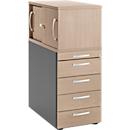 Schäfer Shop Genius ladeblok met bovenkastje incl. schuifdeur, volledig afsluitbaar, ronde handgreep, eiken/antraciet