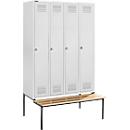 Schäfer Shop Genius Locker with bench, 4 compartments, locking with safety locking pin, luminous grey/luminous grey