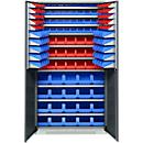 Schäfer Shop Genius Magazinschrank, mit Sichtlagerkästen, B 1055 x T 520 x H 1950 mm, anthrazitgrau/lichtgrau