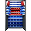 Schäfer Shop Genius Magazinschrank, mit Sichtlagerkästen, B 1055 x T 520 x H 1950 mm, anthrazitgrau/weißaluminium