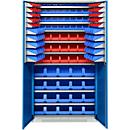 Schäfer Shop Genius Magazinschrank, mit Sichtlagerkästen SSI Schäfer Serie PROFI LF 110/211/221/321, B 1055 x T 520 x H 1950 mm, enzianblau/lichtgrau