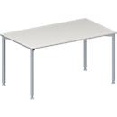 Schäfer Shop Genius Meeting table MODENA FLEX, height adjustable, rectangular shape, 4 round tubular legs, W 1400 x D 800 mm, light gray