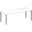 Schäfer Shop Genius Meeting table MODENA FLEX, height adjustable, rectangular shape, 4 square tubular legs, W 2000 x D 800 mm, white
