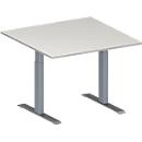 Schäfer Shop Genius Mesa adicional MODENA FLEX, ajustable en altura, cuadrada, pata en T de tubo rectangular, An 1000 x P 1000 mm, gris luminoso