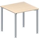 Schäfer Shop Genius Mesa de reuniones MODENA FLEX, ajustable en altura, forma cuadrada, 4 patas de tubo redondo, An 800 x P 800 mm, acabado en arce