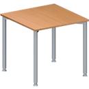 Schäfer Shop Genius Mesa de reuniones MODENA FLEX, ajustable en altura, forma cuadrada, 4 patas de tubo redondo, An 800 x P 800 mm, acabado en haya