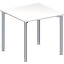 Schäfer Shop Genius Mesa de reuniones MODENA FLEX, ajustable en altura, forma cuadrada, 4 patas de tubo redondo, An 800 x P 800 mm, blanco