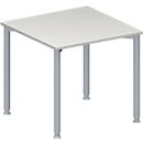 Schäfer Shop Genius Mesa de reuniones MODENA FLEX, ajustable en altura, forma cuadrada, 4 patas de tubo redondo, An 800 x P 800 mm, gris luminoso