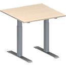 Schäfer Shop Genius Mesa de reuniones MODENA FLEX, ajustable en altura, forma cuadrada, pata en T de tubo rectangular, An 800 x P 800 mm, acabado en arce