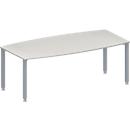 Schäfer Shop Genius Mesa de reuniones MODENA FLEX, ajustable en altura, forma de barca, 4 patas de tubo cuadrado, An 2000 x P 1000/800 mm, sin cuadro de conexión, gris luminoso