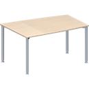 Schäfer Shop Genius Mesa de reuniones MODENA FLEX, ajustable en altura, forma de tonel, 4 patas de tubo redondo, An 1400 x P 1000 mm, acabado en arce