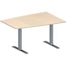 Schäfer Shop Genius Mesa de reuniones MODENA FLEX, ajustable en altura, forma de tonel, pata en T de tubo rectangular, An 1400 x P 1000 mm, acabado en arce