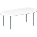 Schäfer Shop Genius Mesa de reuniones MODENA FLEX, ajustable en altura, forma ovalada, 4 patas de tubo cuadrado, An 2000 x P 1000 mm, sin cuadro de conexión, blanco