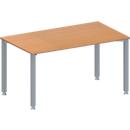 Schäfer Shop Genius Mesa de reuniones MODENA FLEX, ajustable en altura, forma rectangular, 4 patas de tubo cuadrado, An 1400 x P 800 mm, acabado en haya