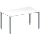 Schäfer Shop Genius Mesa de reuniones MODENA FLEX, ajustable en altura, forma rectangular, 4 patas de tubo cuadrado, An 1400 x P 800 mm, blanco