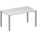 Schäfer Shop Genius Mesa de reuniones MODENA FLEX, ajustable en altura, forma rectangular, 4 patas de tubo cuadrado, An 1400 x P 800 mm, gris luminoso