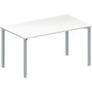 Schäfer Shop Genius Mesa de reuniones MODENA FLEX, ajustable en altura, forma rectangular, 4 patas de tubo redondo, An 1400 x P 800 mm, blanco