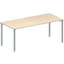 Schäfer Shop Genius Mesa de reuniones MODENA FLEX, ajustable en altura, forma rectangular, 4 patas de tubo redondo, An 1800 x P 800 mm, acabado en arce