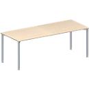 Schäfer Shop Genius Mesa de reuniones MODENA FLEX, ajustable en altura, forma rectangular, 4 patas de tubo redondo, An 2000 x P 800 mm, acabado en arce