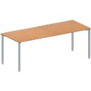 Schäfer Shop Genius Mesa de reuniones MODENA FLEX, ajustable en altura, forma rectangular, 4 patas de tubo redondo, An 2000 x P 800 mm, acabado en haya