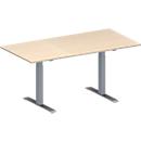 Schäfer Shop Genius Mesa de reuniones MODENA FLEX, ajustable en altura, forma rectangular, pata en T de tubo rectangular, An 1600 x P 800 mm, acabado en arce