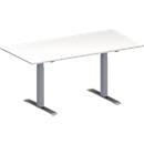 Schäfer Shop Genius Mesa de reuniones MODENA FLEX, ajustable en altura, forma rectangular, pata en T de tubo rectangular, An 1600 x P 800 mm, blanco