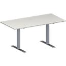 Schäfer Shop Genius Mesa de reuniones MODENA FLEX, ajustable en altura, forma rectangular, pata en T de tubo rectangular, An 1600 x P 800 mm, gris luminoso