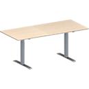 Schäfer Shop Genius Mesa de reuniones MODENA FLEX, ajustable en altura, forma rectangular, pata en T de tubo rectangular, An 1800 x P 800 mm, acabado en arce