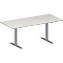 Schäfer Shop Genius Mesa de reuniones MODENA FLEX, ajustable en altura, forma rectangular, pata en T de tubo rectangular, An 1800 x P 800 mm, gris luminoso