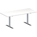 Schäfer Shop Genius Mesa de reuniones MODENA FLEX, ajustable en altura, forma rectangular, pata en T de tubo redondo, An 1800 x P 800 mm, blanco