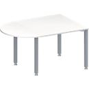 Schäfer Shop Genius Mesa de reuniones MODENA FLEX, ajustable en altura, forma redondeada, 4 patas de tubo cuadrado, An 1400 x P 1000 mm, blanco