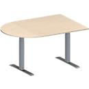 Schäfer Shop Genius Mesa de reuniones MODENA FLEX, ajustable en altura, forma semicircular, pata en T de tubo rectangular, An 1400 x P 1000 mm, acabado en arce