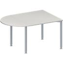 Schäfer Shop Genius Mesa de reuniones MODENA FLEX, ajustable en altura, forma semiovalada, 4 patas de tubo redondo, An 1400 x P 1000 mm, gris luminoso