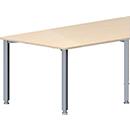 Schäfer Shop Genius Mesa de reuniones MODENA FLEX, ajustable en altura, forma trapecial, 4 patas de tubo cuadrado, An 1600 x P 800 mm, acabado en arce