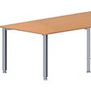 Schäfer Shop Genius Mesa de reuniones MODENA FLEX, ajustable en altura, forma trapecial, 4 patas de tubo cuadrado, An 1600 x P 800 mm, acabado en haya