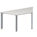 Schäfer Shop Genius Mesa de reuniones MODENA FLEX, ajustable en altura, forma trapecial, 4 patas de tubo cuadrado, An 1600 x P 800 mm, gris luminoso