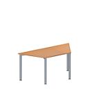 Schäfer Shop Genius Mesa de reuniones MODENA FLEX, ajustable en altura, forma trapecial, 4 patas de tubo redondo, An 1600 x P 800 mm, acabado en haya