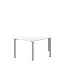 Schäfer Shop Genius Mesa de reuniones MODENA FLEX, ajustable en altura, forma trapecial, 4 patas de tubo redondo, An 1600 x P 800 mm, blanco