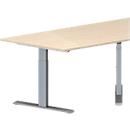 Schäfer Shop Genius Mesa de reuniones MODENA FLEX, ajustable en altura, forma trapecial, pata en T, An 1600 x P 800 x Al 650-850 mm, acabado en arce