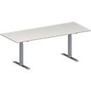 Schäfer Shop Genius Mesa de reuniones MODENA FLEX, ajustable en altura, rectangular, pata en T, An 2000 x P 800 mm, gris luminoso