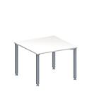 Schäfer Shop Genius Mesa extensible MODENA FLEX, regulable en altura, forma cuadrada, 4 pies, tubo cuadrado, ancho 1000 x fondo 1000 mm, blanco