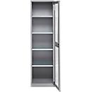 Schäfer Shop Genius metalen materiaalkast FS, met kijkvenster, ventilatiegaten, B 545 x D 520 x H 1950 mm, 5 OH, tot 250 kg, blank.alu kleurig/blank.alu kleurig